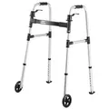 Produktbild: VEVOR Gehgestell 158 kg, Gehilfe mit Rädern & 8-fach verstellbarer Höhe, Gehrahmen aus leichtem Aluminium, Rollator mit Vorderrädern für Senioren