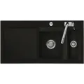 Produktbild: Auflagespüle KeraDomo MERA 100 Schiefer Becken rechts mit Excenterbedienung - Grau