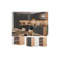 Produktbild: Vicco Eckhängeschrank Küchenschrank Küchenmöbel Fame-Line Eiche Anthrazit-Gold Landhaus 57 cm Küche Einbauküche Eckküche Hängeschrank Drehtür Einlegeboden Küchenzeile