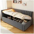 Produktbild: Odikalo Stauraumbett Polsterbett Schlafsofa Hydraulik Stauraum Lattenrost 90x200 Mehrfarbig grau
