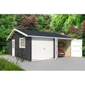Produktbild: Lasita Maja Doppel - Holzgarage Falkland mit Holztor Carbongrau 575 cm x 575 cm