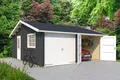 Produktbild: Garage Satteldach 44 mm Falkland mit Holztor grau 595x595 cm Lasita