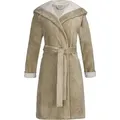 Produktbild: Esprit Damenbademantel Cosy, ideal für Sauna & Spa, Hotelbademantel, Morgenmantel, Kurzform, Microfaser, Kapuze, Gürtel, mit Kapuze & Logostickerei, kurz braun L (40)