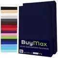 Produktbild: Buymax Spannbettlaken 2-er Set, Doppelpack, Bettlaken, Jersey 100% Baumwolle, Gummizug: rundum, (2 Stück), 90x200 100x200 140x200 160x200 180x200 cm, Matratzen bis 25 cm Höhe blau 180 cm x 200 cm