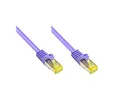 Produktbild: Good Connections RJ45 Ethernet LAN Patchkabel mit Cat. 7 Rohkabel und Rastnasenschutz RNS, S/FTP, PiMF, halogenfrei, 500MHz, OFC, 10-Gigabit-fähig (10/100/1000/10000-Base-T Ethernet Netzwerke) - z.B. für Patchpanel, Switch, Router, Modem - violett, 50 m