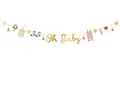 Produktbild: PartyDeco Girlande Banner Oh Baby 2,5m Papiergirlande Papieranhänger Quasten Deko Babyparty Babyshower Geburt