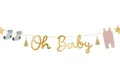 Produktbild: partydeco Girlande, Oh Baby Girlande Banner aus Papier mit Quasten 2,5m gold Farbmix