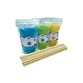 Produktbild: Eventset XL 3 Kg Zuckerwattezucker inklusive 200 Zuckerwattestäbe 40 cm (Set 1 Kaugummi, Vanille, Apfel + 200 Stäbe)