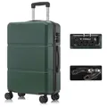Produktbild: YONSLY Koffer Hartschalen-Reisekoffer Trolley Rollkoffer aus ABS und Aluminium, 4 Rollen, TSA-Schloss, YKK-Reißverschluss, austauschbare Rollen & Griffe grün 66 cm