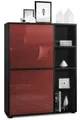 Produktbild: Vladon Highboard Cuba (Anrichte, mit 2 Türen und 4 offene Fächer), Schwarz matt/Bordeaux Hochglanz (79 x 105,5 x 35,5 cm)