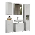 Produktbild: trendteam smart living - Amanda - Badezimmer Komplettset (WBU + Spiegelschrank + Standschrank + Hochschrank + Hängeschrank) - Weiß/Weiß Hochglanz - (BxHxT) 163 x 190 x 34 cm - Kratzfest