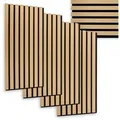 Produktbild: Spetebo Akustikplatte Akustikpaneele in Holzoptik, (Anzahl, 4-St., 1 Set), Dekorative Wandvertäfelung mit Schallabsorber beige 60 cm