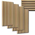 Produktbild: Akustikpaneele in Holzoptik 60 x 30 cm als Schallabsorber - 4er Set - Deko Schallschutz Wandvertäfelung für 0,72m² - Wand Paneele Wandvertäfelung Wandverkleidung Schalldämmung