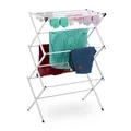 Produktbild: Relaxdays Wäscheständer klappbar, 11 Stangen, 6 Ebenen, HBT: 105x73x37 cm, Wäscheturm, Metall Wäschegestell, weiß
