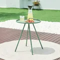 Produktbild: [en.casa] Beistelltisch Outdoor Fosen mit Tragegriff Kaffeetisch Gartentisch 55 x Ø 42 cm Balkontisch Terassentisch rund Grilltisch Sofatisch Nebentisch Stahl Grün