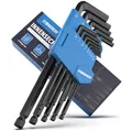 Produktbild: Innensechskantschlüssel Set 13tlg. [inkl. Kugelkopf] - 1,27-10mm, Sechskantschlüssel Handwerkzeug Set für Handwerker, Winkelschlüsselsatz