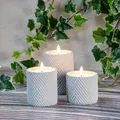 Produktbild: LED-Echtwachskerzen | in dekorativen Beton-Gefäßen | 3er Set | 3 verschiedene...