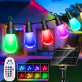 Produktbild: Solar LED Lichterkette Aussen 17M - Solarlichterkette Außen Bunt RGB Farbwechsel IP65 Wetterfest Outdoor Fernbedienung Retro Color Fairy Lights Aussen für Party Terrasse Pavillon Balkon Garten