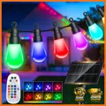 Produktbild: Solar LED Lichterkette Außen 17m RGB Farbwechsel IP65 Wetterfest für Garten