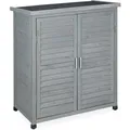 Produktbild: Relaxdays Gartenschrank Holz Grau 3 Fächer Witterungsbeständig 97 cm x 86,5 cm x 47 cm 15,3 kg