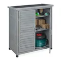 Produktbild: Relaxdays Gartenschrank, 3 Fächer, Flachdach mit Neigung, Doppeltür, HBT: 97 x 86,5 x 47 cm, Werkzeugschrank Holz, Grau