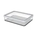 Produktbild: Rotho Loft rechteckige Vorratsdose 1l mit Deckel und Dichtung, Kunststoff (SAN) BPA-frei, transparent/weiss, 1l (20.0 x 15.0 x 4.8 cm)