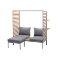 Produktbild: Riess Ambiente Outdoor Balkonlounge 2-Sitzer COCOONING anthrazit Aluminium Holz mit Hocker wetterfest