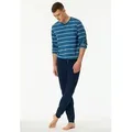 Produktbild: Schiesser Schlafanzug Casual Nightwear (2 tlg) Knopfleiste, Bindeband, Langarm, Baumwolle, Single Jersey blau 50