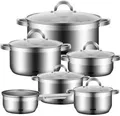 Produktbild: DMS Edelstahl Topfset 11-teilig mit Glasdeckel silber