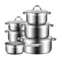 Produktbild: DMS® Edelstahl Topfset 11-teilig mit Glasdeckel, Induktion Kochtopf Kochgeschirr