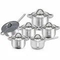 Produktbild: DMS Edelstahl Topfset mit Glasdeckel - Silber, 11-teilig (TSE2011C)