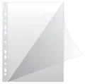 Produktbild: Q-CONNECT KF18045 Prospekthüllen Typ L/Oben und Seitlich Offen Gelochte Klarsichthüllen/Öko PP 100 mikron/µm Din A4/ Glasklar Kristallin Transparent, 100 Stück