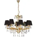 Produktbild: Kronleuchter 4669 Karen, Gold, Schwarz Hochglanz, Metall, Textil, rund,rund, 80x105x80 cm, Eec, ohne Chemie, Lampen & Leuchten, Innenbeleuchtung, Hängelampen, Kronleuchter