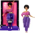 Produktbild: Barbie Signature Puppe, Debbie Allen Tribute Collection Bewegliche Puppe mit schulterfreiem Oberteil, goldenem Gürtel und violetten Fransenhosen mit Stulpen, JBJ24