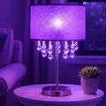 Produktbild: Tischleuchte Kristallleuchte Leselampe Leuchte Schlafzimmer, Kristalldekor Lampenschirm Blattgold Nickel Matt, App Steuerung, Smart Rgb Led 10w 806lm, Dxh 32x56 Cm