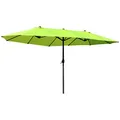 Produktbild: Outsunny Doppelsonnenschirm 455 x 265 cm, UV Schutz Sonnenschirm mit Handkurbel, Balkonschirm windfest Kurbelschirm Sonnenschutz für Balkon Garten, Grün