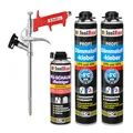 Produktbild: Isolbau B2 Dämmstoffkleber SET - 2 x 750 ml Perimeterkleber, 1 x PU-Schaum-Reiniger & 1x Schaumpistole für EPS & XPS-Platten - 1K PU-Klebeschaum für Dämmung und Isolieren
