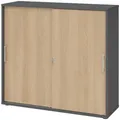 Produktbild: bümö Schiebetürenschrank, Graphit, Eiche, Holzwerkstoff, Nachbildung,Eiche, 2 Fächer, Rechteckig, 120x110x40 cm, FSC Mix, Arbeitszimmer, Aktenschränke