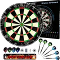Produktbild: Dartscheibe Kork, Steeldart, Set mit 6 Stahlpfeilen, Flights, Drehscheibe, Tu...