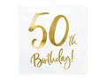 Produktbild: Servietten 50. Geburtstag 33x33 cm 3-lagig 20 Stück Papierservietten Servierten für Geburtstag und Party weiß Gold Bedruckt