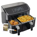 Produktbild: Sommertal HF DUAL 900, Heißluftfritteuse Doppelkammer 9 Liter, Airfryer mit 2 Körben, 2850 Watt, mit Dörrfunktion, Synchronisation, Touch-Display, 6 Programme, spülmaschinenfest, BPA-frei