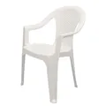 Produktbild: Spetebo Stapelbarer Gartenstuhl in weiß - Monoblock in Rattan Optik aus Kunststoff - Stapelstuhl Kunststoffstuhl (1 Stück - weiß)