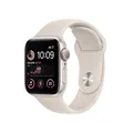 Produktbild: Apple Watch SE (2. Generation) (GPS, 40mm) Smartwatch - Aluminiumgehäuse Polarstern, Sportarmband Polarstern - Regular. Fitness-und Schlaftracker, Unfallerkennung, Herzfrequenzmesser, Wasserschutz