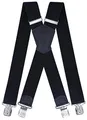 Produktbild: Ranger Hosenträger für Herren X-förmige 5cm breit verstellbar und elastisch mit einem sehr starken Clips (schwarz 1)