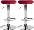 Produktbild: CLP 2er Set Barhocker Ponte Samt höhenverstellbar und drehbar,rot Metall in Chromoptik