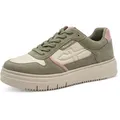 Produktbild: Plateausneaker TAMARIS, Damen, Gr. 37, grün (mintgrün kombiniert), Leder, Lederimitat, kontrastfarbene Details, Schuhe Plateausneaker, Trendsneaker, Freizeitschuh, Schnürschuh im coolen Basket-Style