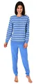 Produktbild: RELAX by Normann Kuscheliger Frottee Pyjama für Damen mit Bündchen und geringelten Oberteil - 291 13 772, Farbe:hellblau, Größe2:48/50