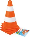 Produktbild: Lena 61249 Pylonen 4er Set, Verkehrshütchen Spielset mit 4 Pylonen, Warnkegel je 22 cm, Verkehrskegel Orange und Weiß, Warnleitkegel stapelbar, Verkehrsleitkegel Komplettset für Kinder ab 2 Jahre