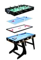Produktbild: Izzy Multifunktionstisch Fußball 4-in-1, klappbar, mit Zubehör – Tischfußball, Billardtisch, Tischtennis, Speed-Hockey, Familienspiel, Geschicklichkeitsspiel für Kinder, Maße: 122 x 60 x 79 cm
