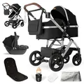 Produktbild: Bergsteiger Nizza 3 in 1 Kinderwagen, Kombikinderwagen Komplettset, Auto-Babyschale, Babywanne & Buggy Sportsitz inklusive, Isofix Station optional